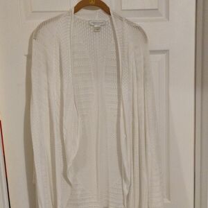Christopher & Banks White Open-Front Cardigan